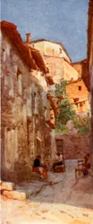 Dorfstraße in Anticoli, in den Sabiner Bergen