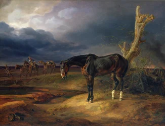 Herrenloses Pferd auf dem Schlachtfeld bei Moshaisk im Jahr 1812