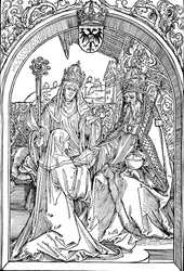 Hrotsvitha überreicht ihr Buch Kaiser Otto I., 1501 1906