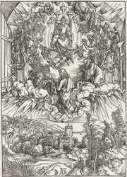 Johannes vor Gottvater und den Ältesten, aus der Folge der Apokalypse