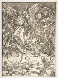 Der heilige Michael und der Drache, aus der Apokalypse, ca. 1498