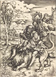 Samson kämpft mit dem Löwen