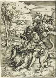 Samson zerreißt den Löwen