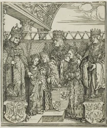 Der Kongress und die Doppelhochzeit in Wien, aus dem Triumphbogen von Maximilian I.