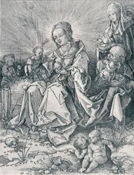 Die Heilige Familie auf einer grasbewachsenen Bank, 1526 1906