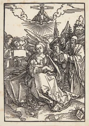 Die Heilige Familie mit fünf Engeln