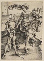Die Dame zu Pferd und der Landsknecht