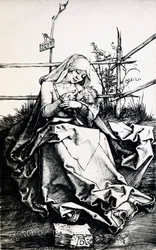 Madonna und Kind in einem Zaun (Kupferstich)