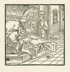 Meister Cato auf seinem Sterbebett gibt seinem Sohn gute Anweisungen