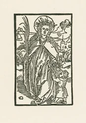 Heilige Dorothea. Illustration zu Hortulus Anime. Gedruckt von Michael Furter, Basel