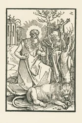 Heiliger Hieronymus. Illustration zu Lukas von Prag: Apologia. Gedruckt von Hieronymus Höltzel, Nürnberg