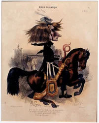 Karikatur des Komponisten Franz Liszt (1811-1886) von Alcide Joseph Lorentz (1813-1858) aus „Der drolatische Spiegel“ 1842 Paris, Musée Carnavalet