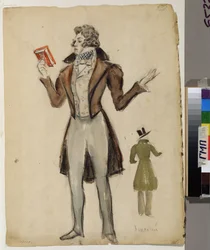 Redingote und Fliege. Kostümprojekt für die Oper "Eugen Onegin"