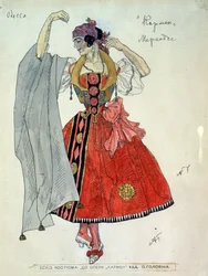 Kostümentwurf für die Oper Carmen von Georges Bizet (1838-1875)