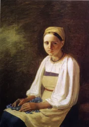 Ein Bauernmädchen mit Kornblumen, 1820er
