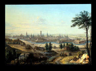 Ansicht von Danzig; Capriccio-Ansicht eines Palastes