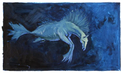 Fabelwesen: Darstellung eines Seepferdchens. Zeichnung von Alessandro Lonati
