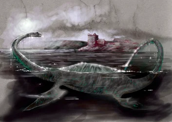 Fantastische Monster und Kreaturen, Kryptozoologie: Darstellung von Nessie, dem Loch Ness Monster in Schottland