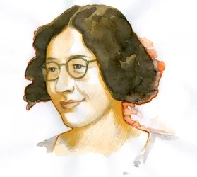 Porträt von Simone Weil (Aquarell auf Papier)