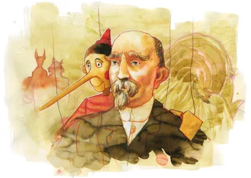 Porträt des italienischen Schriftstellers Carlo Collodi (1826-1890), Autor der Figur Pinocchio