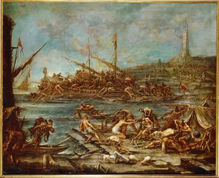 Einschiffung der Galeerensklaven im Hafen von Genua