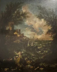 Küstenansicht mit einem Schiffswrack