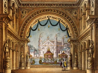 Bühnenbild von Alessandro Sanquirico für La Straniera (Die Fremde), Oper von Vincenzo Bellini