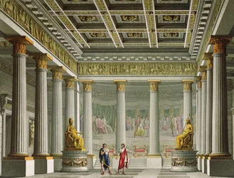 Die Audienzhalle im Palast von Aegistheus, Entwurf für das Ballett 