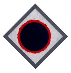 Kreis Blau auf rotem Diamanten