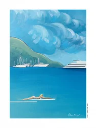 Auf dem blauen Meer treibend