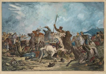 Kirgisische und Kosaken - Schlacht zwischen den Kirgisen und Kosaken - Orlowski, Alexander Osipovich - 1826 - Private Sammlung