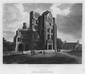 Überreste der Kelso Abbey Church (Gravur)