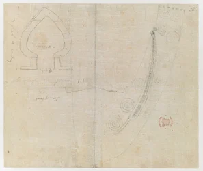 Skizzierte Details eines Bootes, aus 