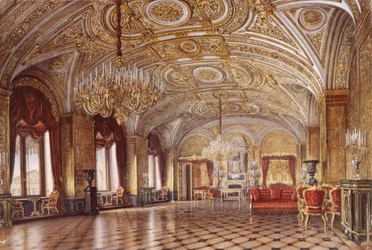 Innenräume des Winterpalastes. Der Goldene Zeichensaal, Mitte des 19. Jahrhunderts