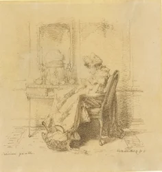 Strickende alte Dame