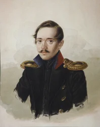 Porträt des Dichters Michail Lermontow 1814-1841, 1839