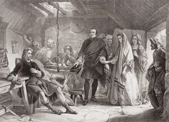 Das erste Treffen von Prinz Charles und Flora Macdonald auf der Insel South Uist, 1747, aus 