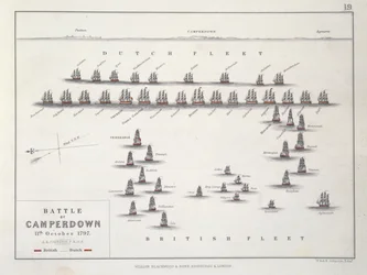Plan der Schlacht von Camperdown, 11. Oktober 1797, ca. 1830er Jahre