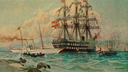 Die österreichische Yacht Fantasie und der Liner Kaiser
