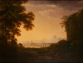 Figuren in einer bewaldeten italienischen Landschaft