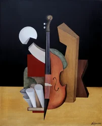 Geometrisches Cello-Stillleben