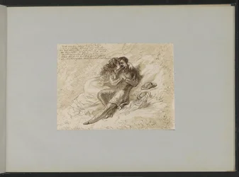 Liebkosendes Paar in einer Landschaft