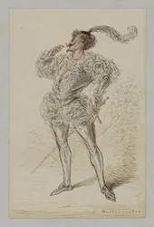 Mann mit Schwert in historischem Kostüm