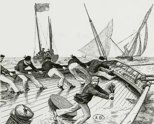 Segelrennen: Le turn du Bateau-Buoée - Zeichnung von A. Brun, Bibl. des Arts Deco