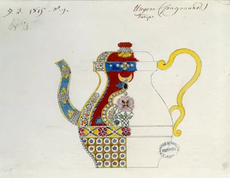 Türkische Teekanne. Zeichnung von Alexandre Evariste Fragonard (1780-1850). Sèvres, Porzellanmanufaktur