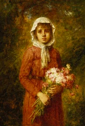 Ein junges Mädchen mit einem Blumenstrauß