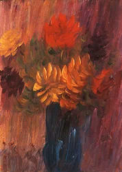 Grosses Stilleben: Rote und Gelbe Dahlien, 1937