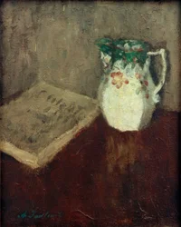 Stilleben mit Krug und Buch