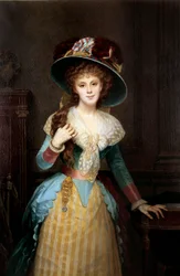 Porträt einer Frau mit großem Hut