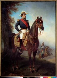 Reiterporträt von Napoleon III. (1808-1873). Gemälde von Alfred De Dreux (1810-1860)